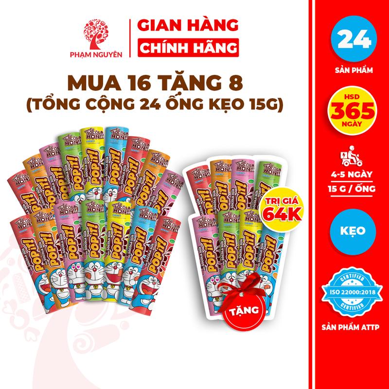 [MUA 16 TẶNG 8] Tổng cộng 24 ỐNG Kẹo socola sữa Popit Doreamon Ống 15g | Socola | Đồ ăn vặt