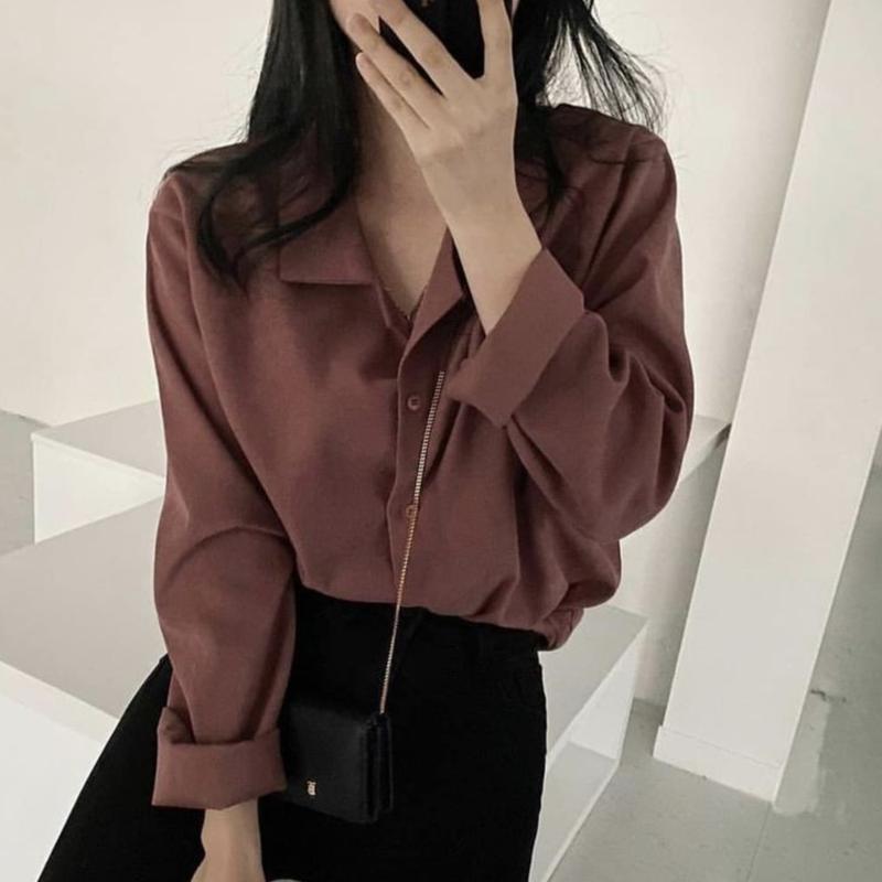 Kemeja Basic Formal Gaya Korean Style Bahan Shakila Twill Nyaman By DF Fashion Baju Atasan Formal Casual Lengan Panjang 9