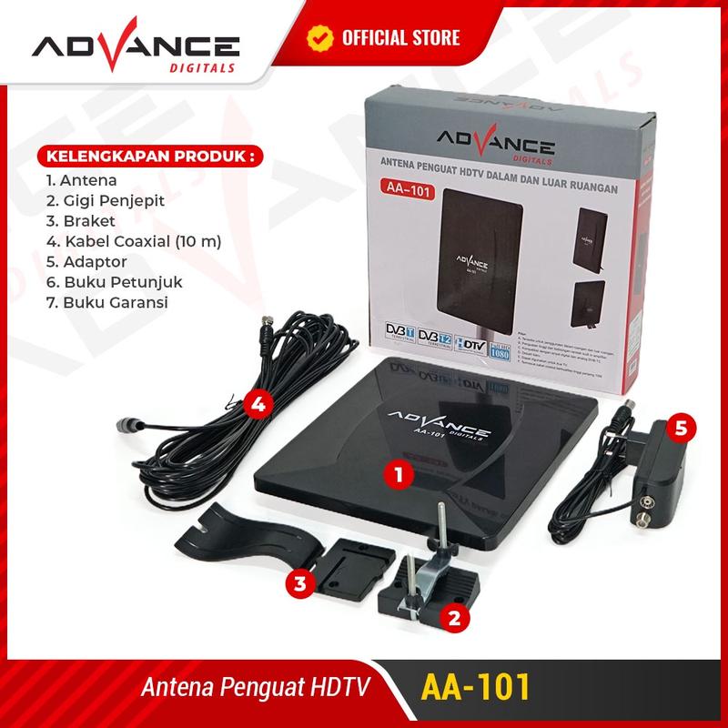 MAMI LOUISSE EXCLUSIVE! Advance Digitals AA-101 Antena  Kabel Indoor Outdoor Digital Analog Dalam DVB-T2 dan Luar Ruangan Cocok Untuk STB dan Tv Tahan Hujan dan 4