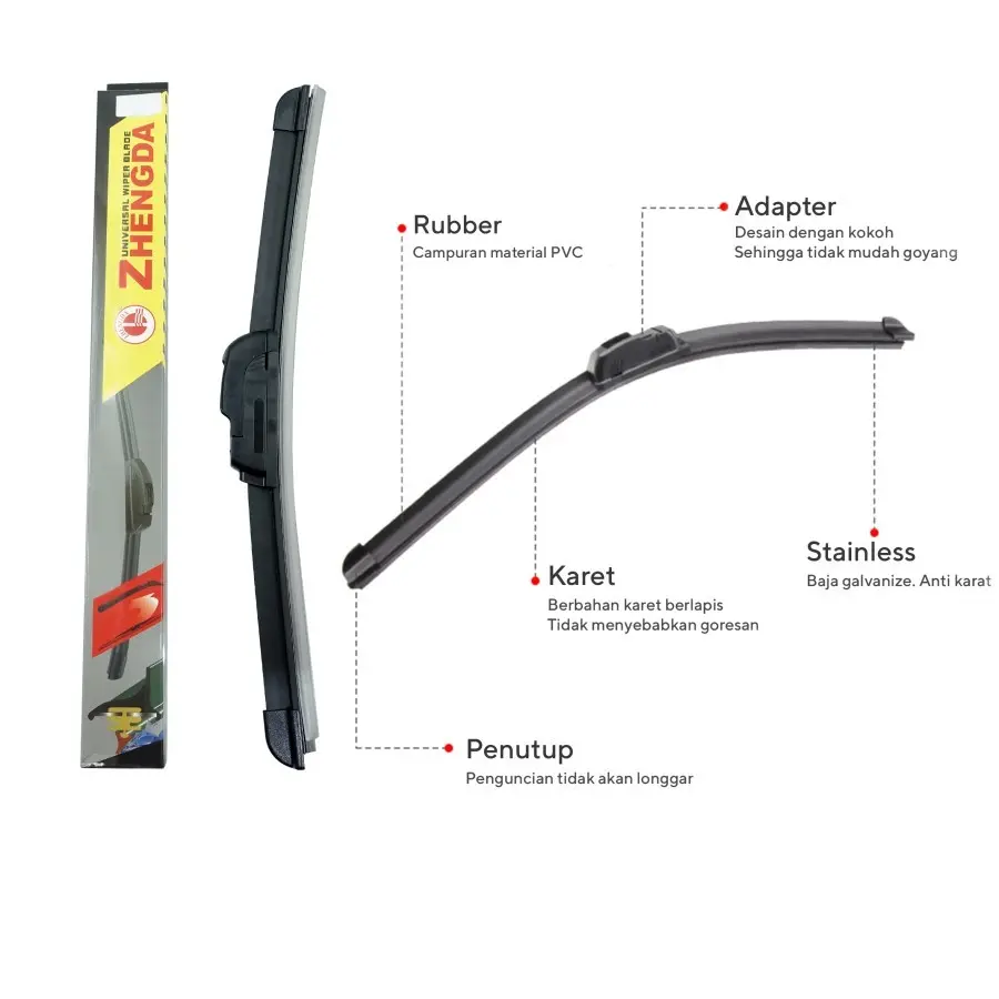 Wiper Mobil Wiper Frameless Blade Universal 12 Inch - 26 Inch