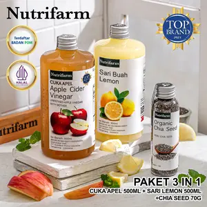 Nutrifarm Paket 3 in 1 Cuka Apel 500ml Sari Lemon 500ml dan Chia Seed 70g