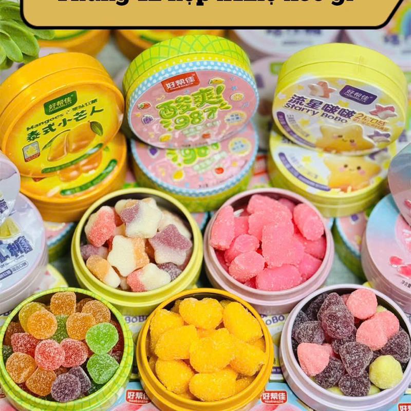 Hộp Kẹo Dẻo Trái Cây 30g Mix Vị Hộp Thiếc 5 loại trái cây