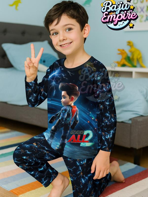 BOY Long Sleeves Kids Cartoon Pyjamas Baju Tidur Cotton Budak Perempuan Lelaki Kuromi Cinnamoroll Kids Sleepwear Set