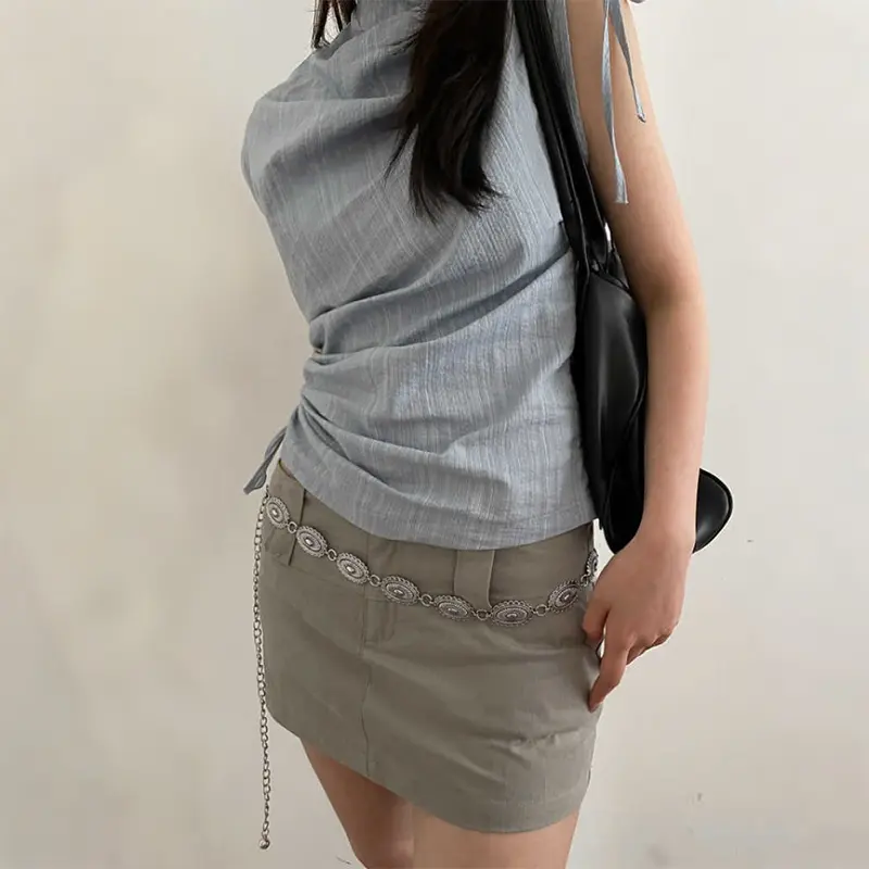 Dây Chuyền Đeo Hông, Bạc, Phong Cách Bohemian Và Cổ Điển, Phụ Kiện Kim Loại, Đầm Dễ Phối Đồ Thắt Lưng Mùa Hè Mới 2025, Sang Trọng Và Đơn Giản thắt  lưng  đính  đá  nữ 8