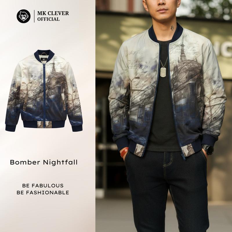 MK CLEVER Áo Khoác Bomber NIGHTFALL MK CLEVER Vải Gió Mịn 3 Lớp Trần Bông Dày Dặn Form Dáng Trẻ Trung Menswear Nam Size M L XL 2XL Chất Liệu Mềm Mịn Màu Sắc Nổi Bật Họa Tiết Trendy