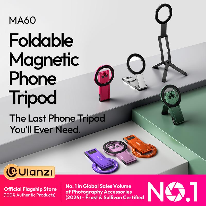 Chân Đế Điện Thoại Từ Tính, ULANZI MA60, Dành Cho iPhone, Được Làm Bằng Nhôm, Tripod Có Thể Gập Lại Mini, Kích Thước Bỏ Túi, Tương Thích Với iPhone 12, 13, 14, 15 Và 16, Samsung, Oppo,
