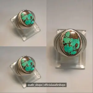 Cincin Natural Pirus Persia Abdul Razak Asli Batu Pirus Diameter Kantoran Kualitas Istimewa Ring Alpaka Super
