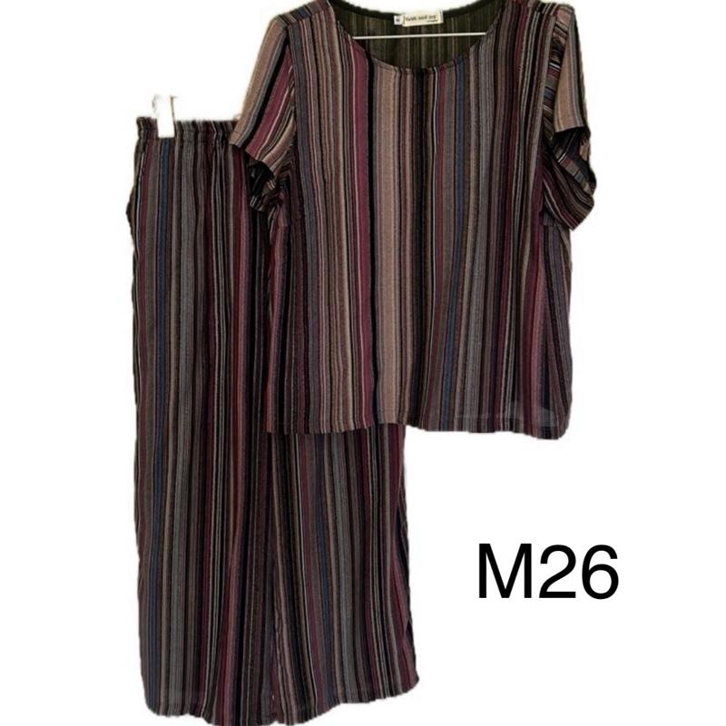  SHOP CO HÀ M26 -   Đồ bộ kẻ sọc tole nhung cao cấp cho phụ nữ trung niên thiết kế cổ tròn tay ngắn size 50kg-120kg chất liệu bền đẹp 
