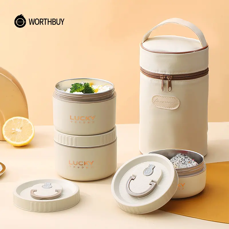 Lunch Box Set, Portable Keep Warm Lunch Container With Insulated Bag, 18/8 Stainless Steel Thermal Food Container