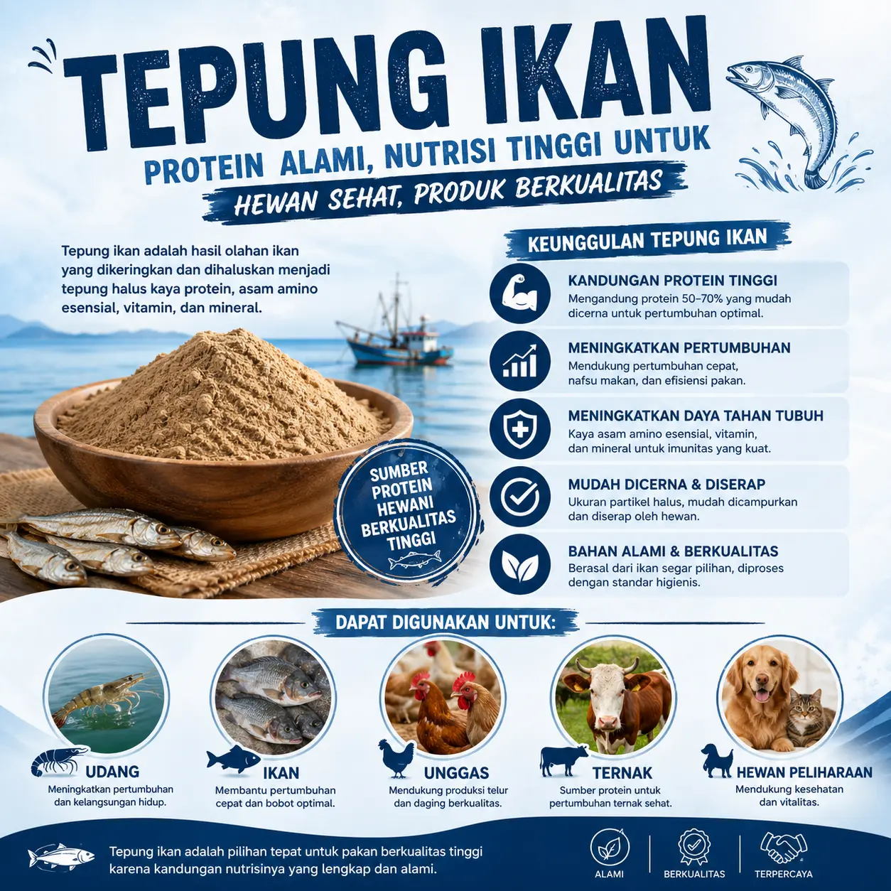 Tepung Ikan Protein Alami Nutrisi Tinggi