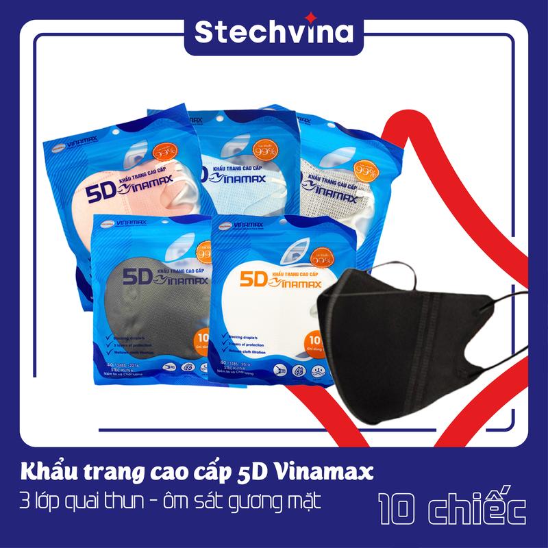 100 Chiếc Khẩu Trang 5D Quai Thun  Vinamax Cao Cấp