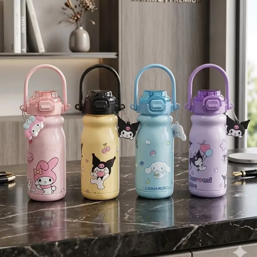 LRMS BOTOL MINUM HANDLE 700ML 1000ML KARAKTER LUCU/ BOTOL MINUM ANAK BPA FREE + GRATIS STIKER DAN GANTUNGAN