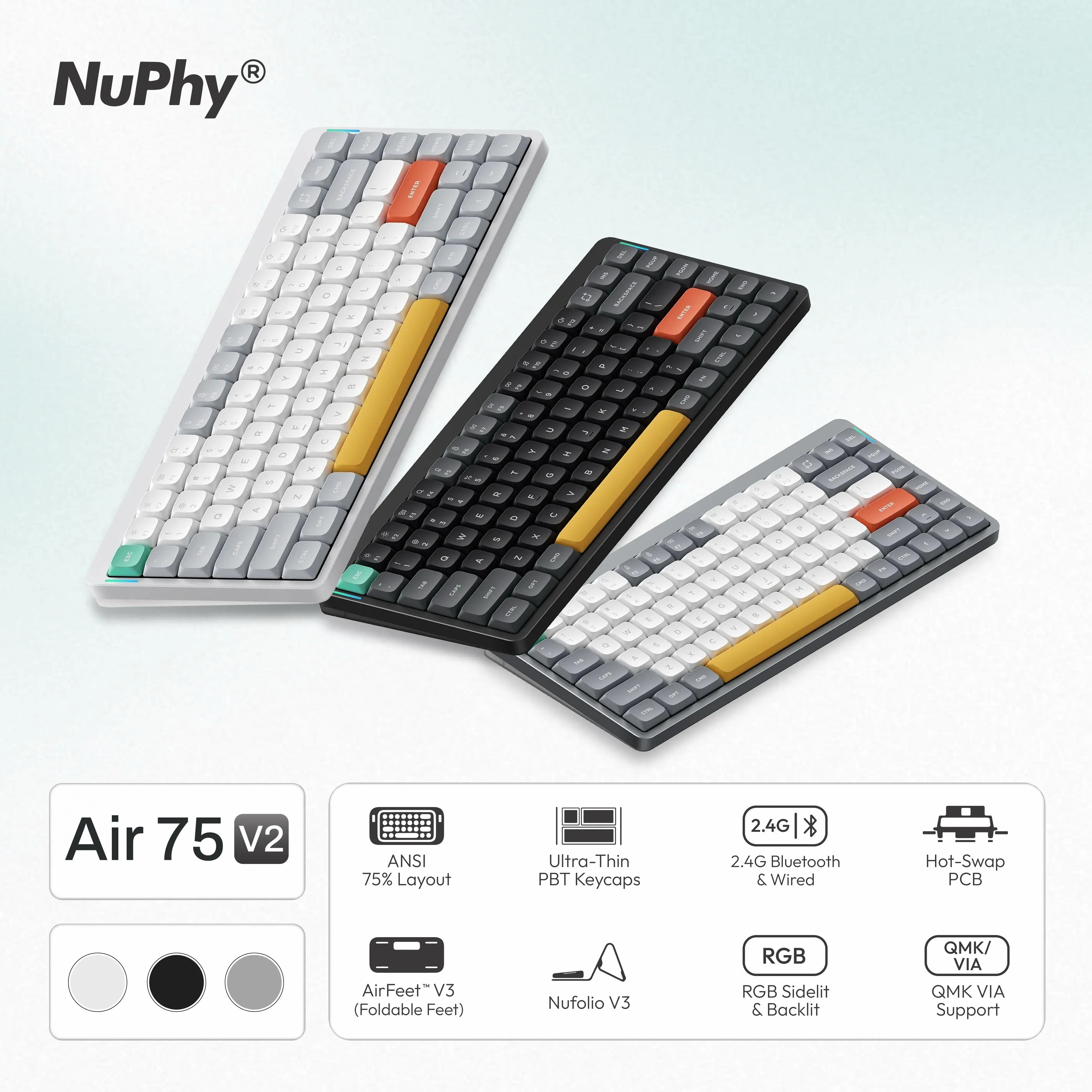 Nuphy Air75 V2 Wireless Mechanical Keyboard Computer