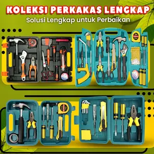 Kotak Alat Perkakas Rumah Toolbox Kombinasi isi 7 pcs ( MINI ), isi 8 Pcs, 12 Pcs dan 18 pcs Kotak Peralatan Obeng Palu Meteran Kunci L tang penjepit lakban tape cutter