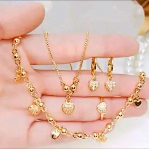 set perhiasan wanita E.M.A.S muda motif love free surat dari toko