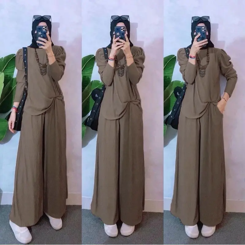 Setelan Wanita Madina Set Celana Cutbray Cringkle Premium Jumbo 6