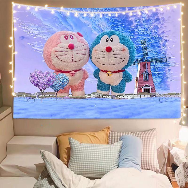 Trang Trí Doraemon Cho Phòng Ngủ Và Phòng Khách, Tranh Tường Vải Bố Trên Tường, Tấm Thảm Vải Treo Trang Trí, Vải Nền Trang Trí (150-130Cm, 150-200Cm) 3