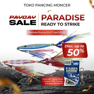 Paradise Ready To Strike Metal Jig Cumi Premium Fish Lure GID 60-120gr - Jigging Laut Glow In The Dark untuk Tuna GT & Ikan Besar - Desain Aerodinamis Anti Karat - Umpan Pancing | MJC
