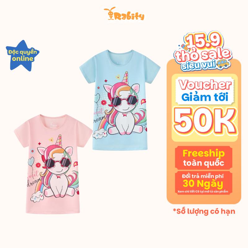 Đầm váy thun ngắn tay bé gái Rabity 950.071