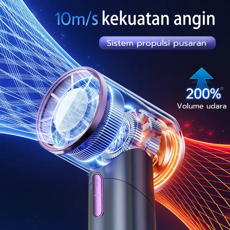 Skylumba Kipas Turbo High Speed Portable Angin Kencang 100 Level Kecepatan Putaran Baling-Baling Logam Angin LED Display FN30E 8