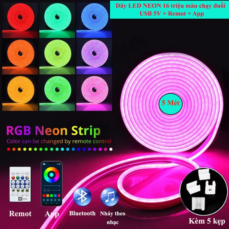  Mẫu mới - Dây đèn Led neon Flex chạy đuổi ARGB trang trí decor tường phòng ngủ phòng khách 