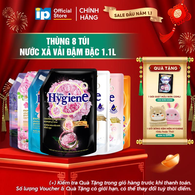  Thùng 8 Túi Nước Xả Vải Đậm Đặc Hygiene 1.1L  sản xuất tại VN  