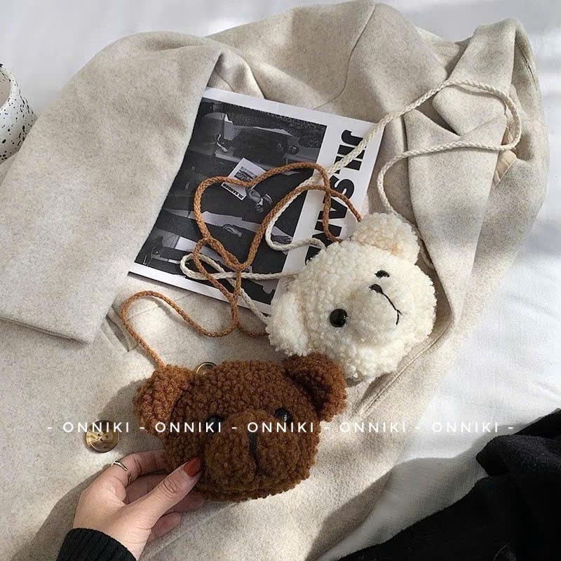 { Onniki } Túi Gấu + Túi Cói + Charm Đeo Chéo Mini Họa Tiết Hoạt Hình Xinh Xắn Cho Bé Trai & Bé Gái