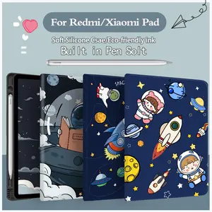 Casing Tablet For redmi pad 2 /11 se 10.6/se 8.7inch POCO PAD M1 /X1 11.2"pad 2 pro/Pad Pro12.1"xiaomi pad 8Pro/7/6 /5 /6s Pro 12.4"Cover Anti Selip Berbahan Kulit PU Silikon Desain Tekstur Sutra Tahan Aus Anti Slip Warna Cetak Cerah Kualitas Unggul