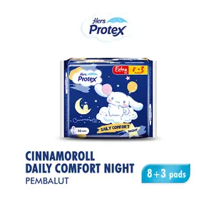 Hers Protex Pembalut Daily Comfort Night Cinnamoroll bag 8+3