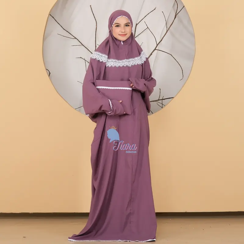 Mukena Terusan Lajuran Dewasa Katun Renda Muslim 1