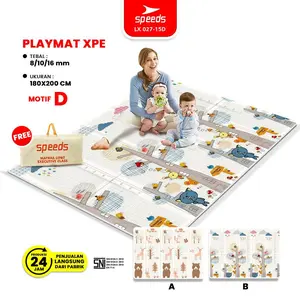 SPEEDS Playmate Anak 180x200 Tebal 8-10mm Karpet Playmate Bayi Playmat Foam XPE Playmate Lipat SNI 027-15 [ Motif D ]