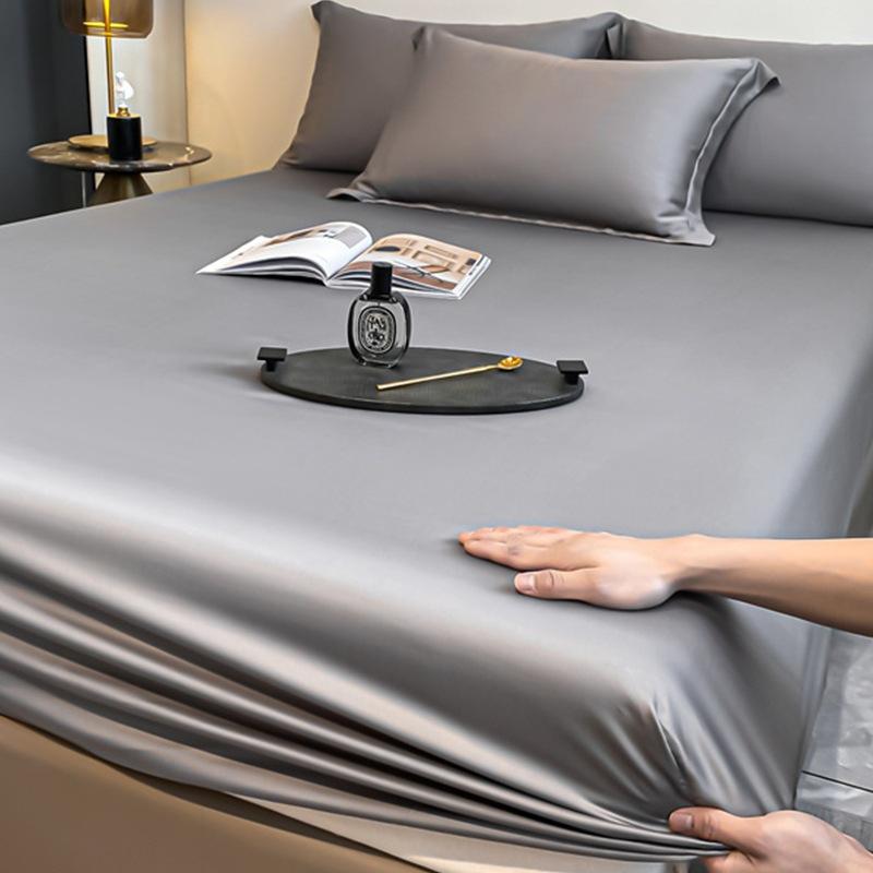 Bộ Ga Gối Phi Lụa Thun Lạnh Trơn Bo Chun Dành Cho Nệm Cao Từ 15cm Trở Xuống