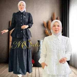 MiQiela Set Rok Polos Katbol Katun Bolong Premium Busui Model Kekinian Elegant Anggun Setelan Atasan dan Bawahan