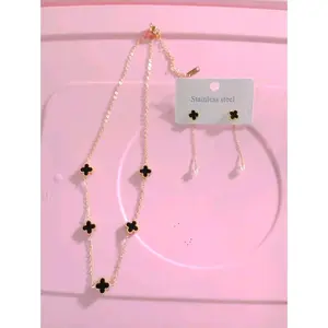 Kalung Set Lengkap wanita Titanium Anti Karat Kekinian Viral Elegan
