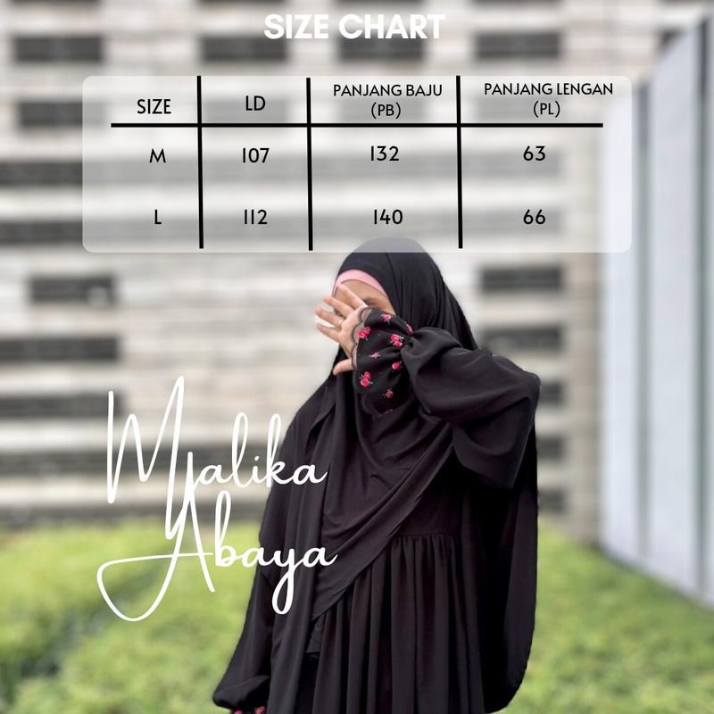 Malika Abaya by Nouraku ( Abaya saja ) Gamis Simpel Polos Casual Dress Wanita Remaja Muslim / Abaya Umroh / Abaya Lengan Balon 2