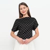 Gambar Chocochips - Helia Top / Gretel Skirt / Atasan Wanita Lengan Pendek / Motif Polkadot Model Neckline Asymmetric - [TOP] Black, S dari Chocochips Boutique Kota Administrasi Jakarta Barat 4 Tokopedia