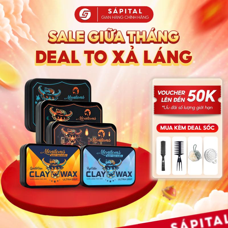 [Phiên bản mới] Sáp vuốt tóc MENITEMS 100g | Gentle Blue - Tropical WInd - Perfect Night | Sáp dưỡng tạo kiểu tự nhiên, giữ nếp siêu cấp, hương nước hoa lôi cuốn - Tặng Lược Bán Nguyệt