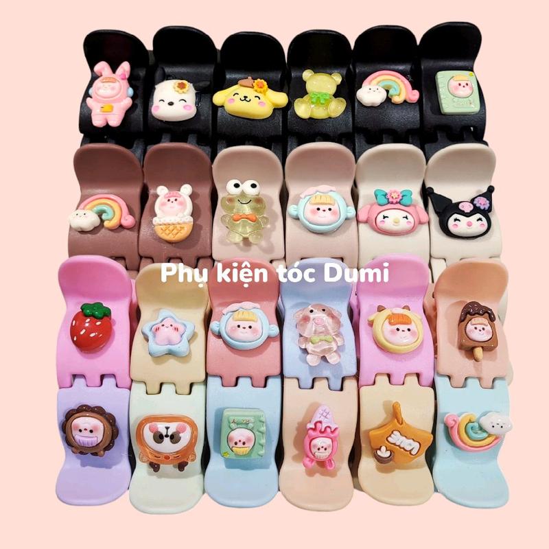  Lố 12 kẹp tóc càng cua 5 răng bầu đính charm 2 mặt dễ thương chất liệu dẻo bền Dumi Shop 