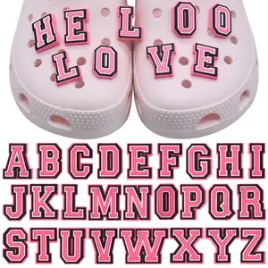 1 pcs kartun pink alfabet set sepatu charms diy bahasa inggris huruf ins girly sandal pin tombol dekorasi aksesoris sandal pvc anak -anak unisex hadiah fashion