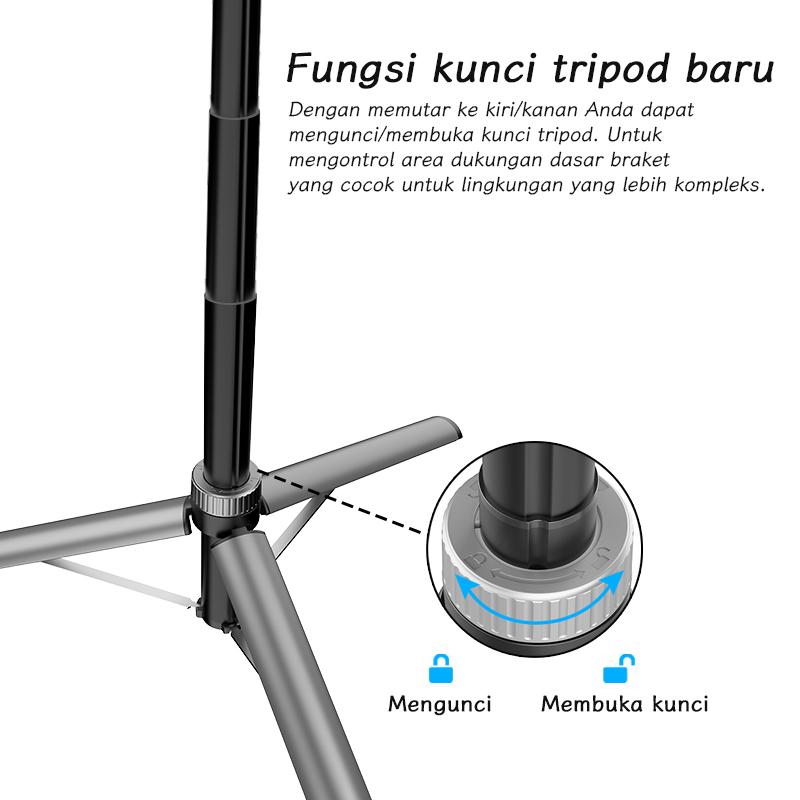 Product Introduction of TOOREA X70 Multifungsi 200CM Tongsis Tripod Aluminium Tripod Selfie Stick HP Stabilizer Holder Stand Bluetooth Remote Tongkat Selfie untuk Kamera DSLR Dengan 1/4 Adaptor 33