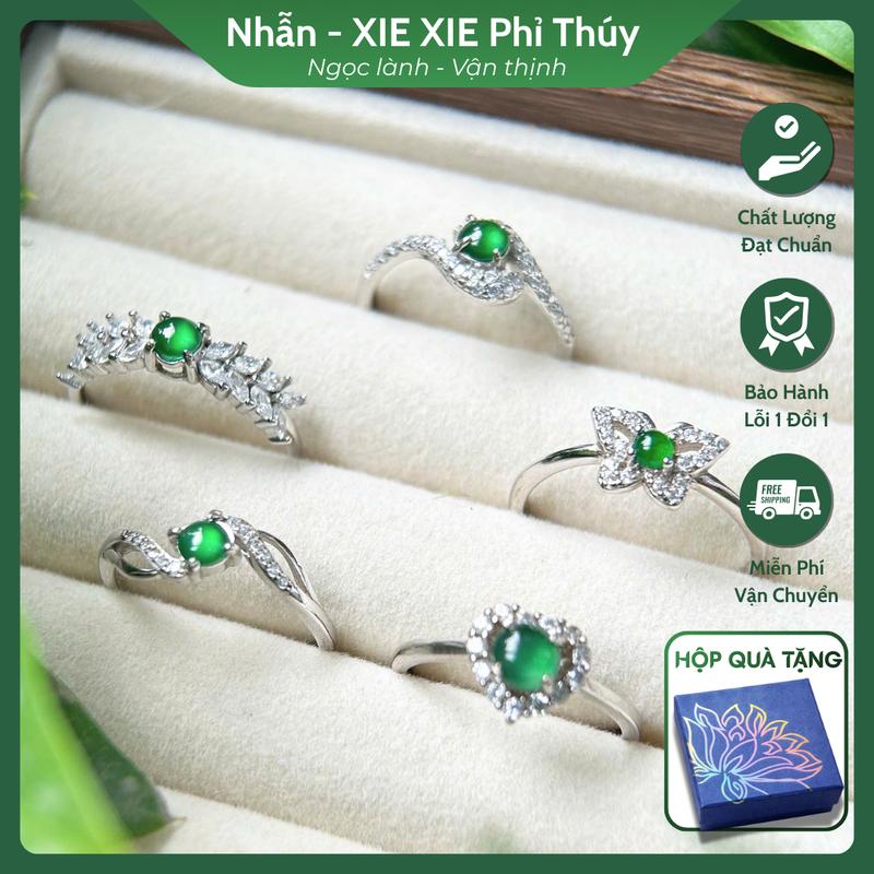   HÀNG MỚI VỀ  NHẪN BẠC VIÊN CHỦ BĂNG LỤC TÁO - LỰA MẪU TRÊN LIVE - Ngọc cẩm thạch phỉ thúy type A tự nhiên 