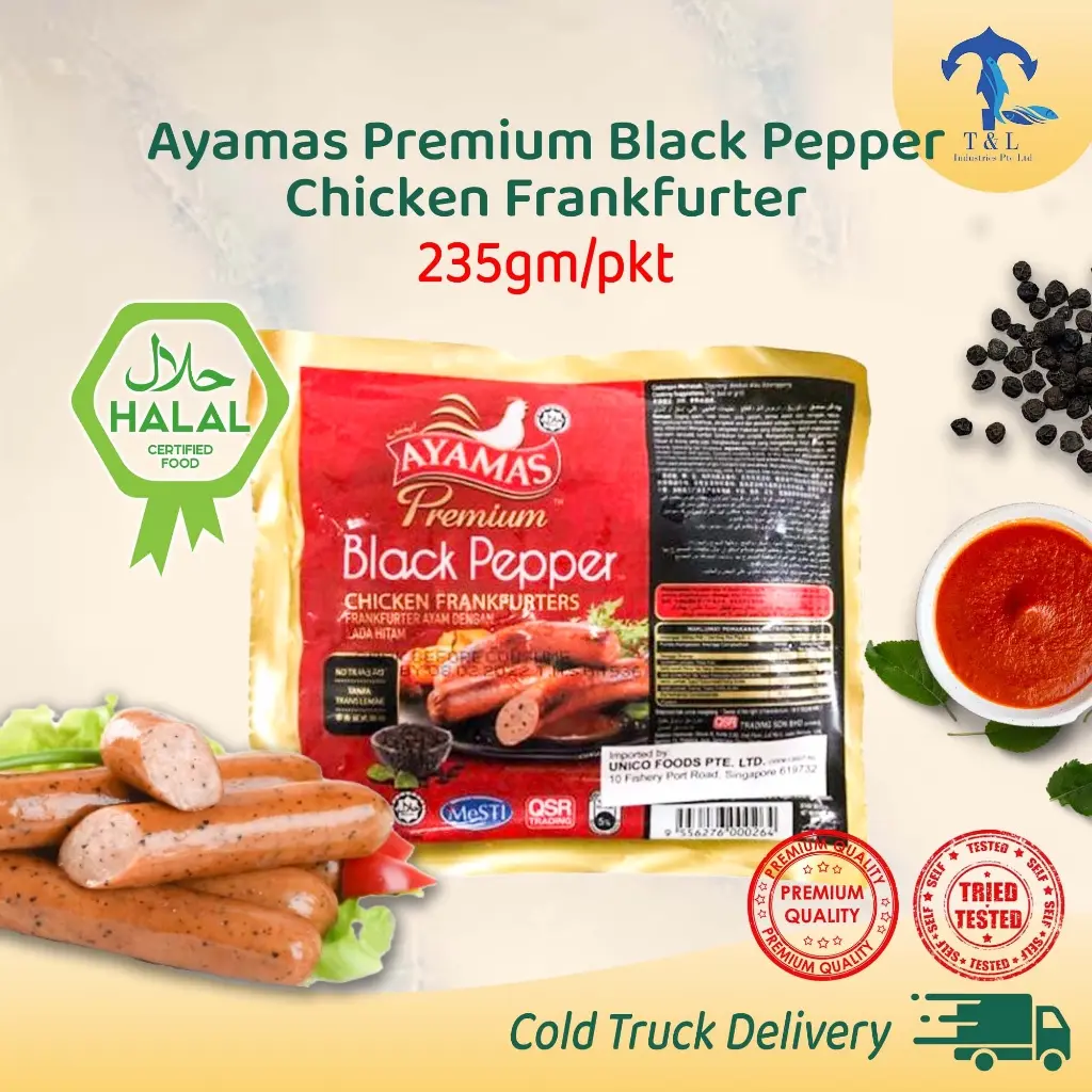 Halal Ayamas Premium Black Pepper Chicken Frankfurter (235gm)