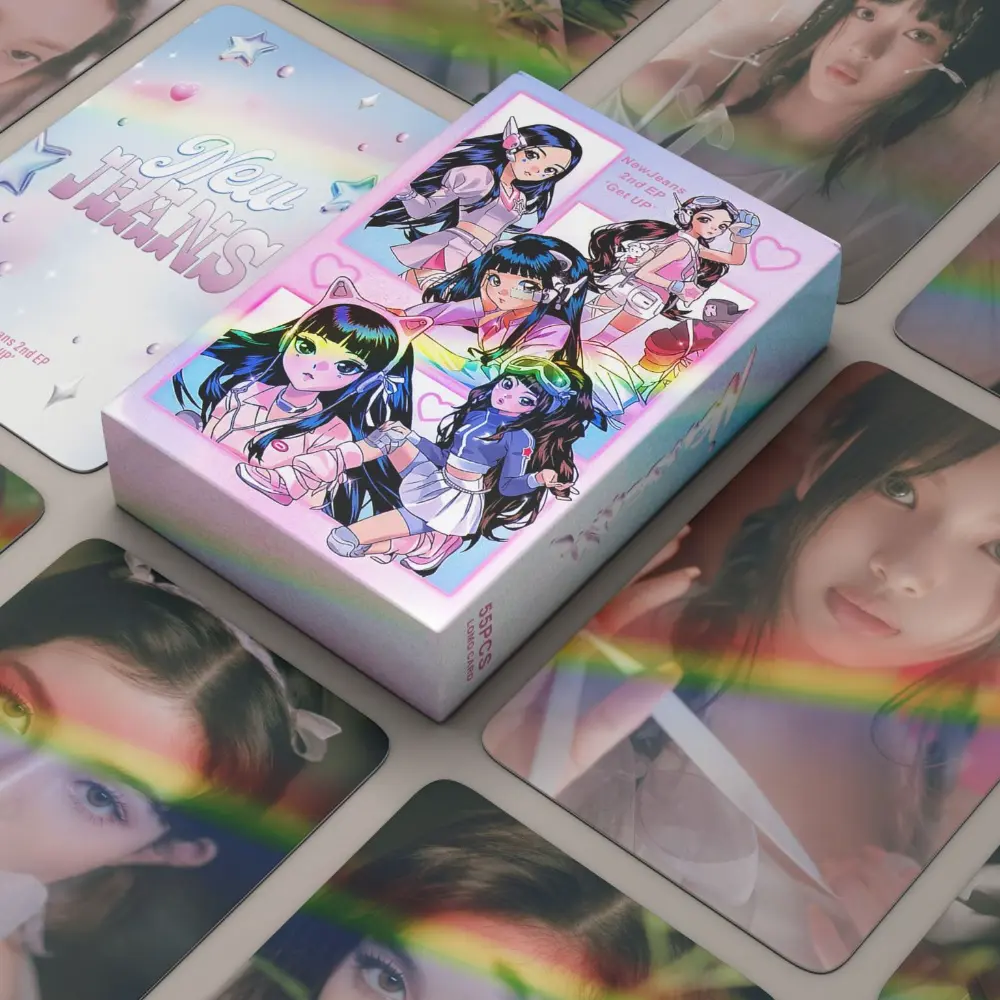 YANEN 55Pcs/Box NewJeans Get Up Holographic Laser Card Album Photocard Lomo Card DIY Kpop Idol (Ready Stock)
