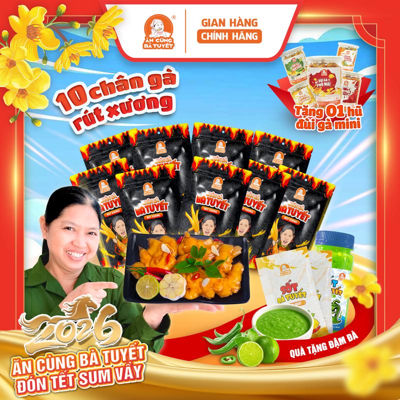 KOL Combo TRI ÂN: 10 chân gà + 2 gói sốt + tặng 1 hũ đùi gà - ĂN CÙNG BÀ TUYẾT M85