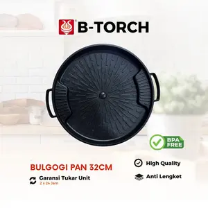 B-TORCH Grill Pan Bulgogi Pan Alat Pemanggang BBQ Ukuran Besar Panggangan Set Kitchenware