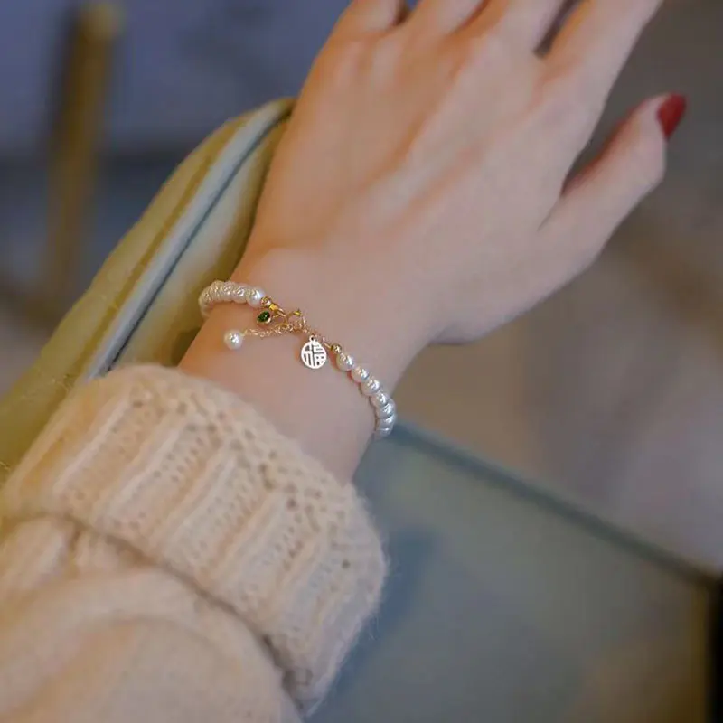 Gelang Mutiara Wanita Minimalis Gold Simplicity Model Fu & Lu. Gelang Fu. A-14