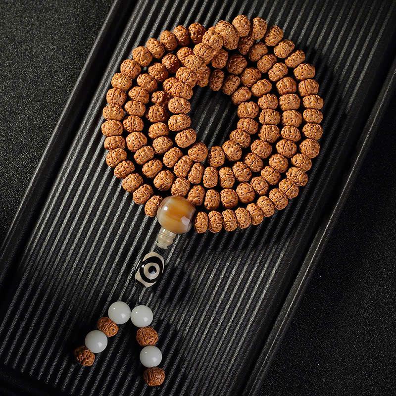Minh Nhãn Kim Cang - Chuỗi 108 Hạt Bồ Đề Kim Cang Tự Nhiên Mix Charm Đá Dzi 3 Mắt Mang Lại May Mắn Tài Lộc Phụ Kiện Đeo Tay Đeo Cổ Lần Hạt LH47