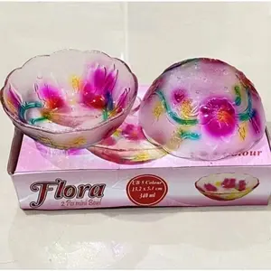 Mangkuk Kaca Set isi 2 PCS / Mangkuk Cantik Flora Mini Bowl 5in
