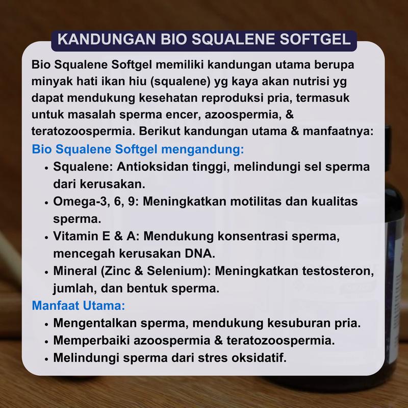 BIO SQUALENE Untuk Menyuburkan Sperma PRIA Pengental seperma Azoospermia Teratozoospermia Isi 30 Softgel 2