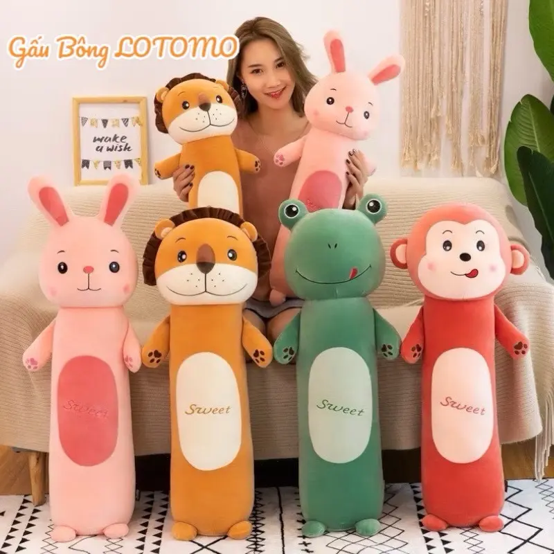 Gối ôm vô tri,Gấu Bông Gối Ôm Hình Thú, Gối Ôm Các Loại Động Vật Đáng Yêu, Gấu Ôm LOTSO Đỏ . Gấu Bông LOTOMO việt nam nâu hươu cao cổ cho bé gối ôm gối sinh gối ôm 1m5